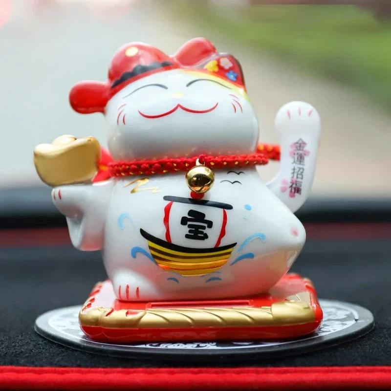 Ceramic Lucky Cat Solar Powered Maneki Neko Waving Arm Beckoning Fortune Welcoming Cat with Car Mat Desktop Decor Charm Gift
Ceramic Lucky Cat Solar Powered Maneki Neko Waving Arm Beckoning Fortune Welcoming Cat with Car Mat Desktop Decor Charm Gift