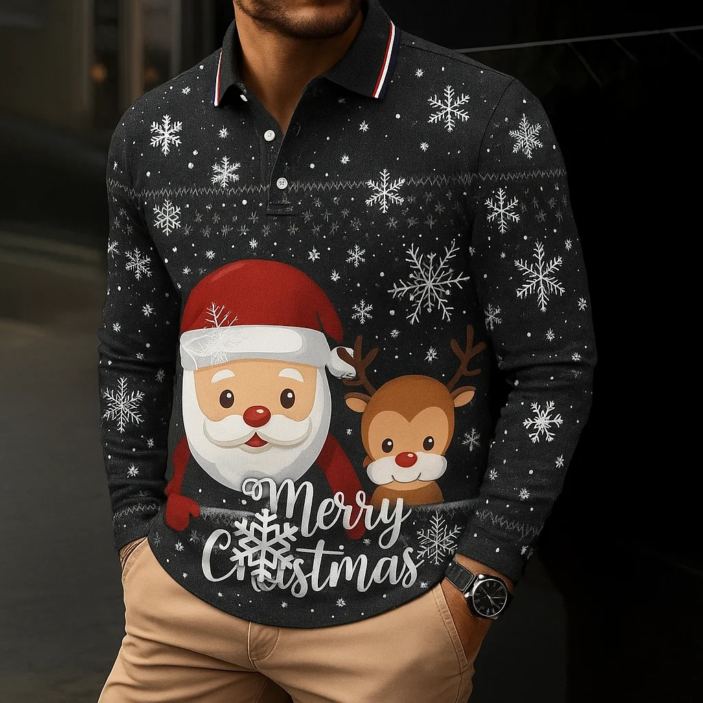 Men's Christmas Theme Long Sleeve Polo Shirt Fashion Creative Design Button Lapel Clothes Autumn Winter Festival Party Male Tops
Men's Christmas Theme Long Sleeve Polo Shirt Fashion Creative Design Button Lapel Clothes Autumn Winter Festival Party Male Tops