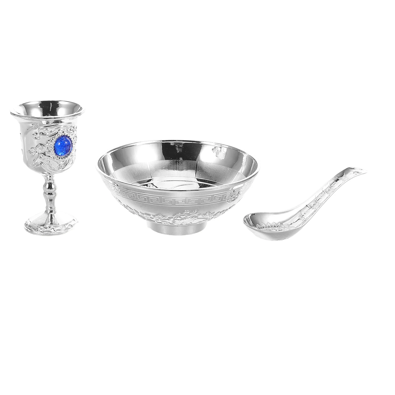 3 Pcs Jewish Holiday Supplies Cup Bowl Spoon Set Shiny Party Reusable Cutlery Formal Dinnerware Silver Alloy Easy Clean
3 Pcs Jewish Holiday Supplies Cup Bowl Spoon Set Shiny Party Reusable Cutlery Formal Dinnerware Silver Alloy Easy Clean