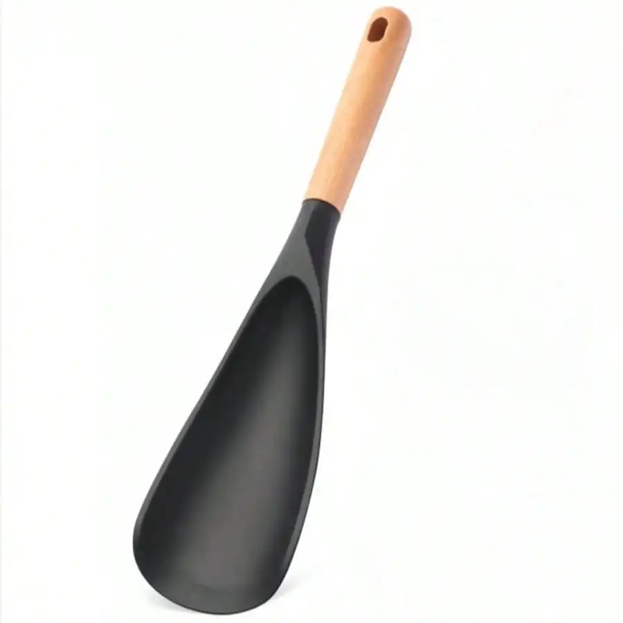 This Cooking Spoon, Made Of Silicone, Has A Wooden Handle And Is A Heat-Resistant Kitchen Gadget. It's A Great Kitchen Tool.
This Cooking Spoon, Made Of Silicone, Has A Wooden Handle And Is A Heat-Resistant Kitchen Gadget. It's A Great Kitchen Tool.
