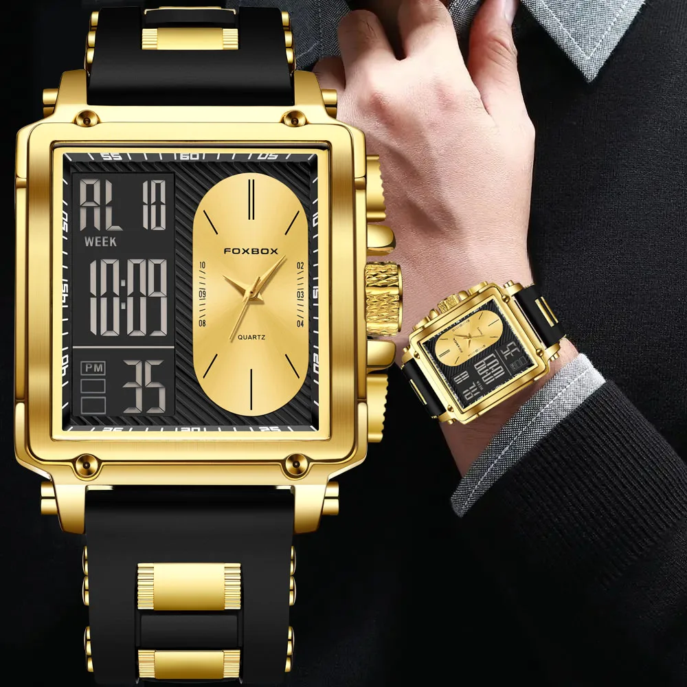 FOXBOX New Men's Electronic Wristwatch Fashion Business Silicone Waterproof Watch for Men Casual Sports Quartz Chronograph Male
FOXBOX New Men's Electronic Wristwatch Fashion Business Silicone Waterproof Watch for Men Casual Sports Quartz Chronograph Male