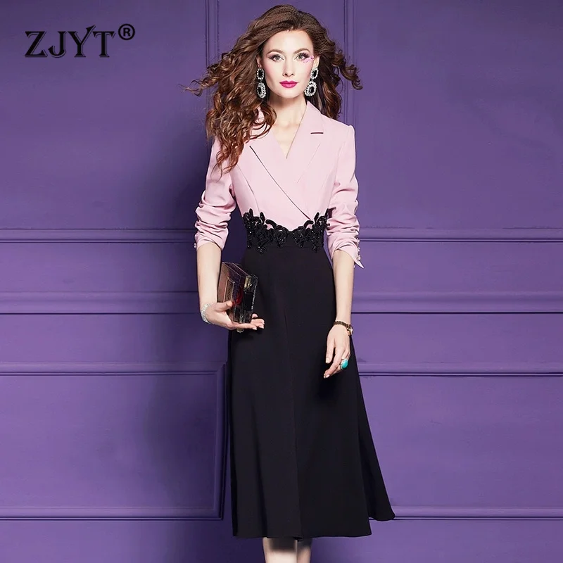 ZJYT Elegant Women's Long Sleeve Embroidery Patchwork Midi Blazer Dresses Spring 2025 Plus Size Party Office Dress Vestidos New
ZJYT Elegant Women's Long Sleeve Embroidery Patchwork Midi Blazer Dresses Spring 2025 Plus Size Party Office Dress Vestidos New