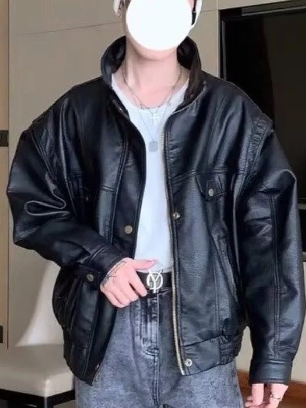 American Sle PU Leather Jaet Men's Loose Spring Autumn New Sle Cool Motorcycle Clothes ort Workwear Jaet Trendy
American Sle PU Leather Jaet Men's Loose Spring Autumn New Sle Cool Motorcycle Clothes ort Workwear Jaet Trendy