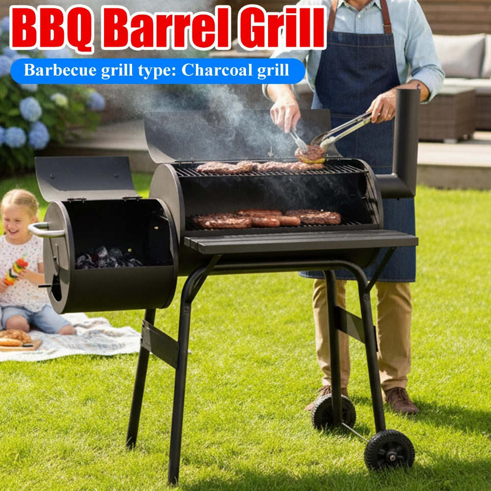 Charcoal Grill Offset Smoker with Cover192 Sq. In. Cooking Space Spacious Barrel Charcoal BBQ Grill for Outdoor Camping Backyard
Charcoal Grill Offset Smoker with Cover192 Sq. In. Cooking Space Spacious Barrel Charcoal BBQ Grill for Outdoor Camping Backyard