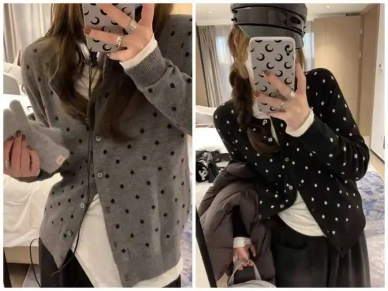 Women Gray Knit Cardigan Chic Fashion Polka Dot Long Sleeve Sweater Cardigans Tops Y2k Streetwear 2025 Spring Autumn
Women Gray Knit Cardigan Chic Fashion Polka Dot Long Sleeve Sweater Cardigans Tops Y2k Streetwear 2025 Spring Autumn