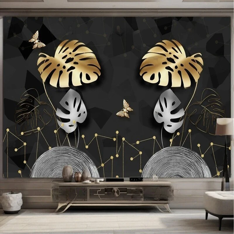 MU8883 Nordic light luxury black and gold plant TV sofa background wall paper mural
MU8883 Nordic light luxury black and gold plant TV sofa background wall paper mural