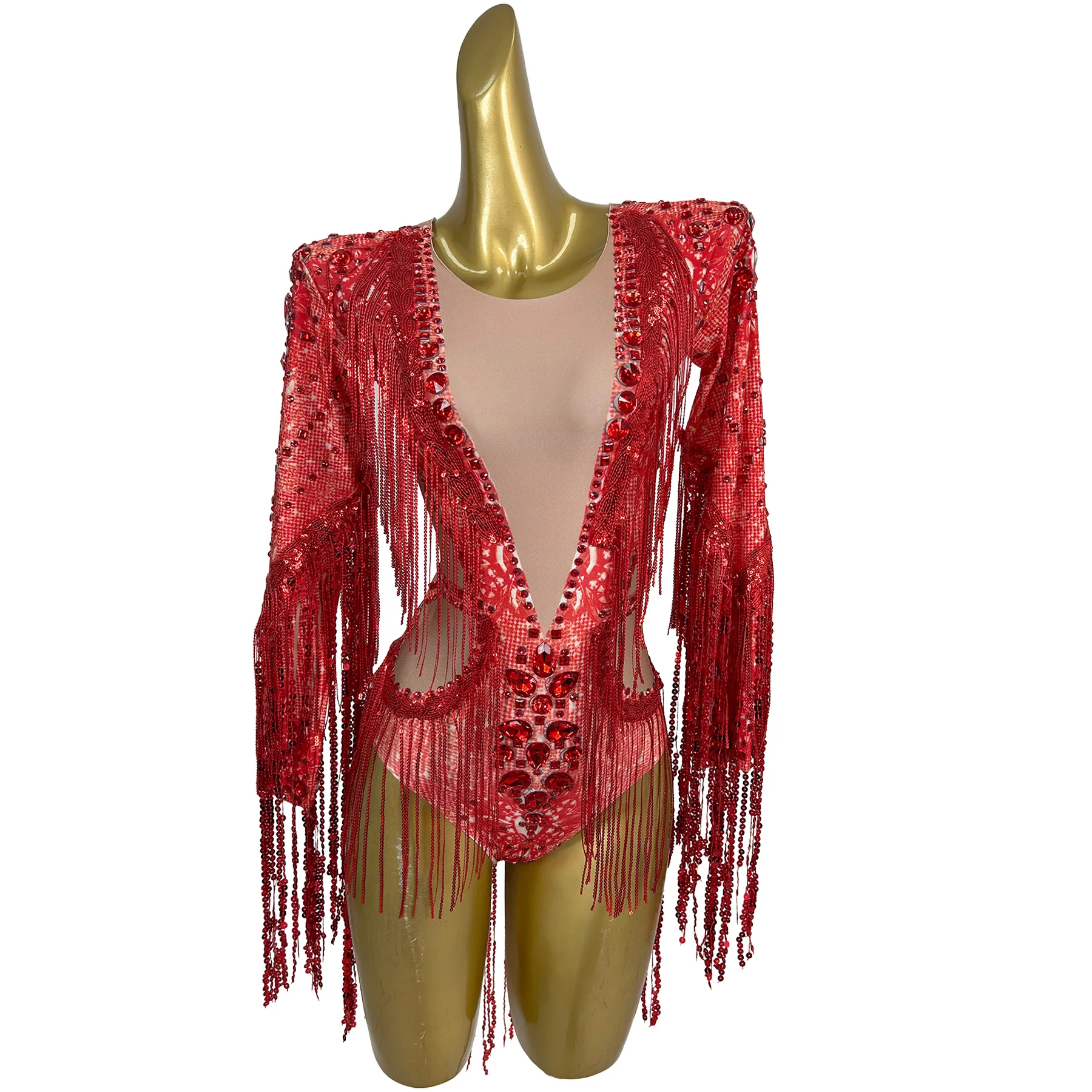 red Rhinestone tassel dancer bodysuits women one piece short jumpsuit ladies singer stage performance outfits showgirl leotard
red Rhinestone tassel dancer bodysuits women one piece short jumpsuit ladies singer stage performance outfits showgirl leotard