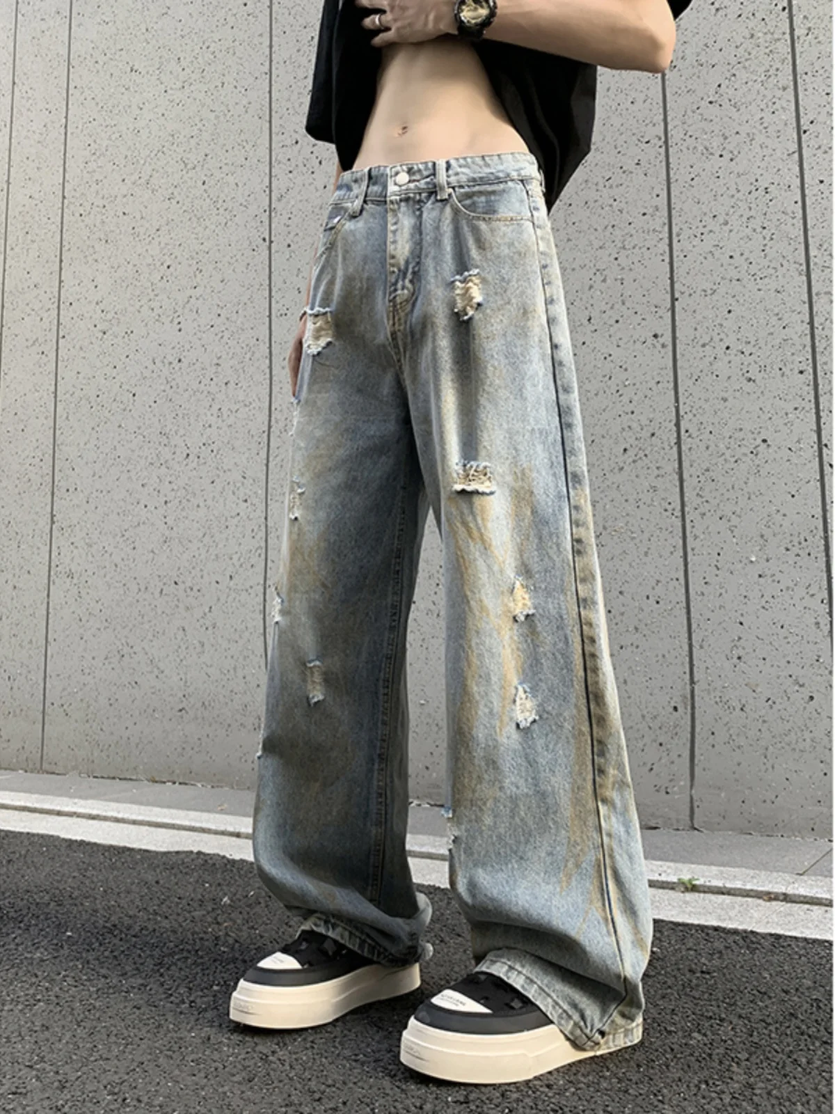 Мужские летние джинсы в стиле хип-хоп, рваные, из денима, модные, с эффектом потертости, свободные, широкие, в пол, повседневные, прямые, трубчатые
Мужские летние джинсы в стиле хип-хоп, рваные, из денима, модные, с эффектом потертости, свободные, широкие, в пол, повседневные, прямые, трубчатые