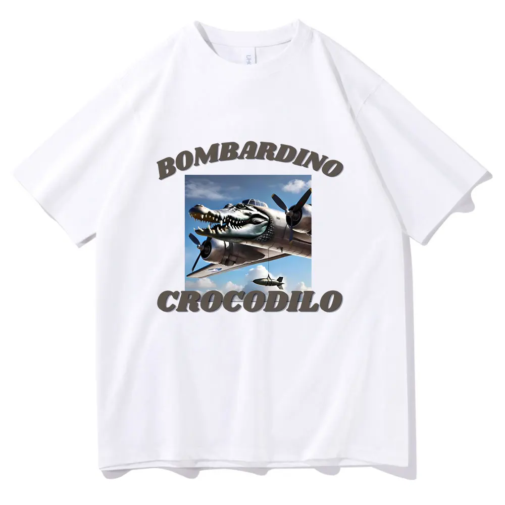 Bombardiro Crocodilo T-shirt Funny Crocodile Plane Bomber Meme Graphic T Shirts Men Women Fashion Oversized Cotton Tshirt Tops
Bombardiro Crocodilo T-shirt Funny Crocodile Plane Bomber Meme Graphic T Shirts Men Women Fashion Oversized Cotton Tshirt Tops