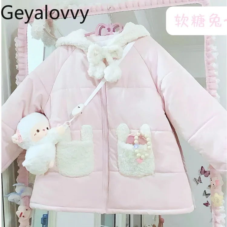 Original Lolita Warm Sweet Cute Girl Thickened Coat Cotton Jacket Winter New Pink Cute Versatile Bunny Ear Hooded Cotton Coat
Original Lolita Warm Sweet Cute Girl Thickened Coat Cotton Jacket Winter New Pink Cute Versatile Bunny Ear Hooded Cotton Coat