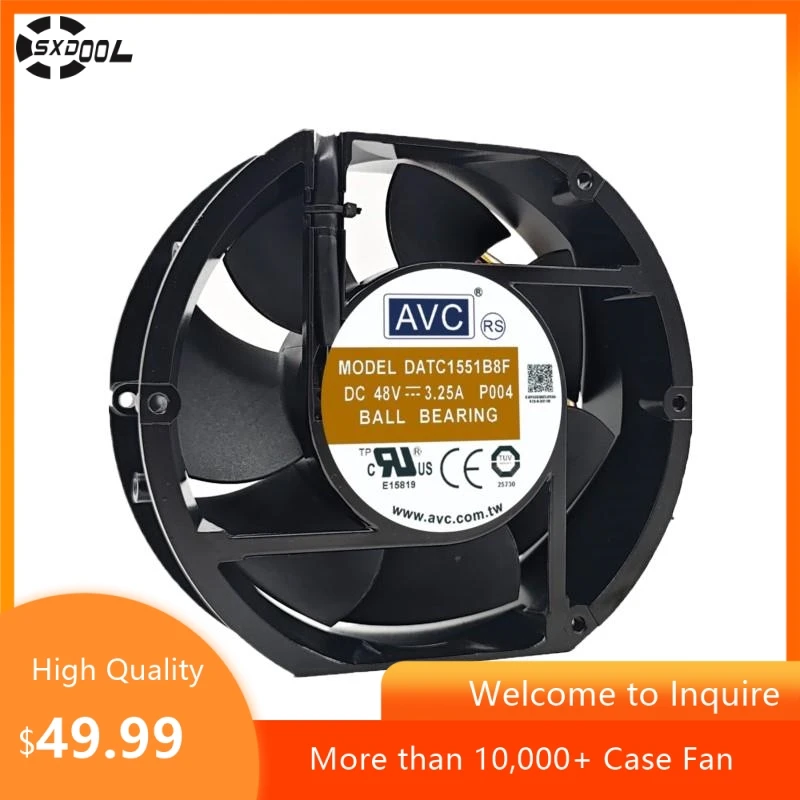 Для AVC DATC1551B8FP078 172x150x51 мм DC 48 В 3,25 А ШИМ промышленный вентилятор с высоким воздушным потоком
Для AVC DATC1551B8FP078 172x150x51 мм DC 48 В 3,25 А ШИМ промышленный вентилятор с высоким воздушным потоком