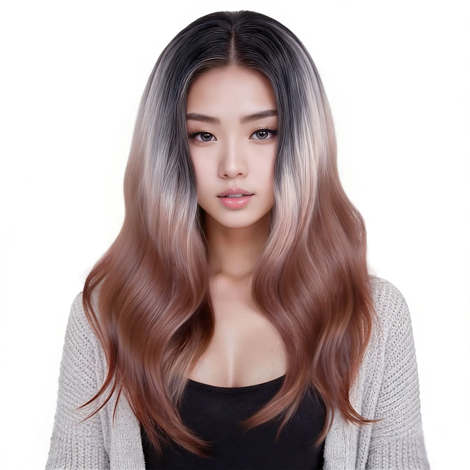 Synthetic Wigs for Women Long Wavy Ombre Heat Resistant Fiber Black Root to Pinkish Brown Gradient Wig Middle Part Daily Party
Synthetic Wigs for Women Long Wavy Ombre Heat Resistant Fiber Black Root to Pinkish Brown Gradient Wig Middle Part Daily Party