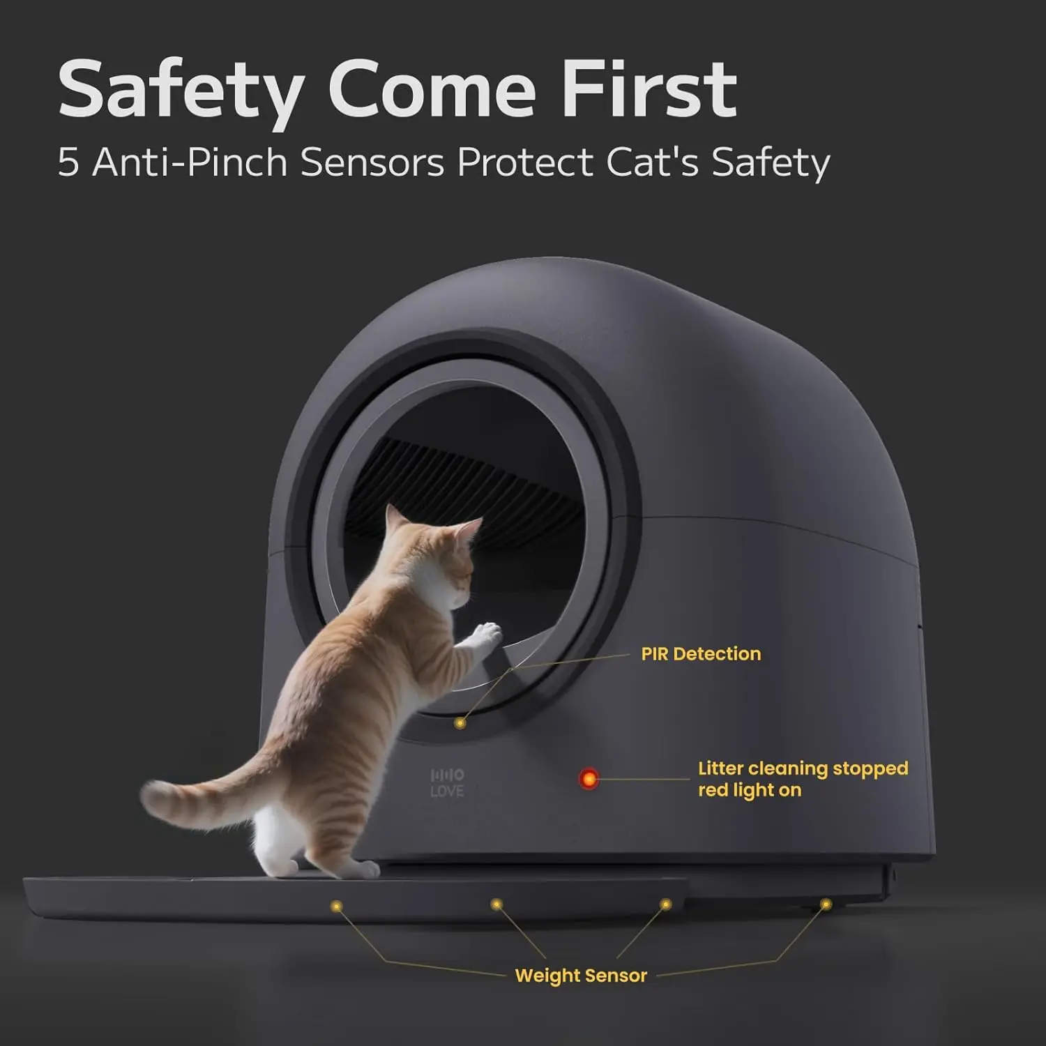 Self Cleaning Automatic Litter Box, Hands Free Smart Safety, Anti-Pinch, Deodorizer, Liner & Mat for Multi Cat, 65L, Custom
Self Cleaning Automatic Litter Box, Hands Free Smart Safety, Anti-Pinch, Deodorizer, Liner & Mat for Multi Cat, 65L, Custom