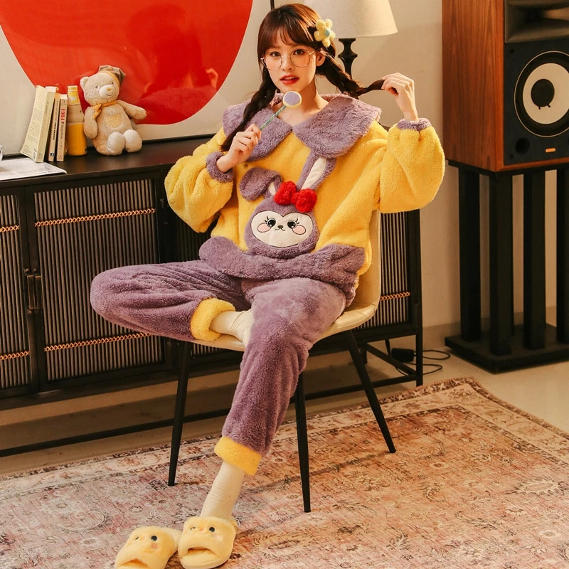 2022 New Winter Coral Plush Plush Thick Warm Pajamas Women's Cute Flannel Pullover Doll-collar Loungewear Set
2022 New Winter Coral Plush Plush Thick Warm Pajamas Women's Cute Flannel Pullover Doll-collar Loungewear Set
