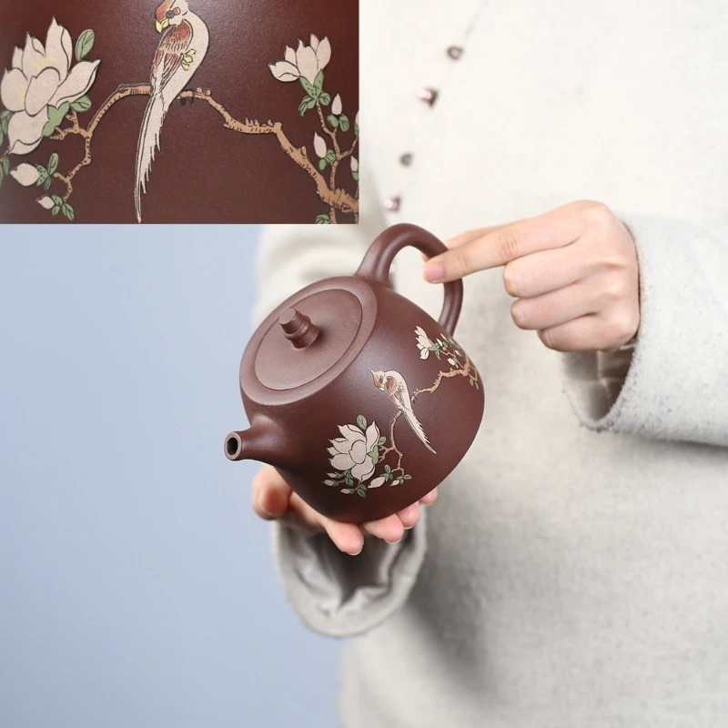 430ml marked Tea Pot Authentic Yixing Zisha Purple Clay Handpainted Bird Ball shaped Infuser Holes Big Volume Master Pots New
430ml marked Tea Pot Authentic Yixing Zisha Purple Clay Handpainted Bird Ball shaped Infuser Holes Big Volume Master Pots New