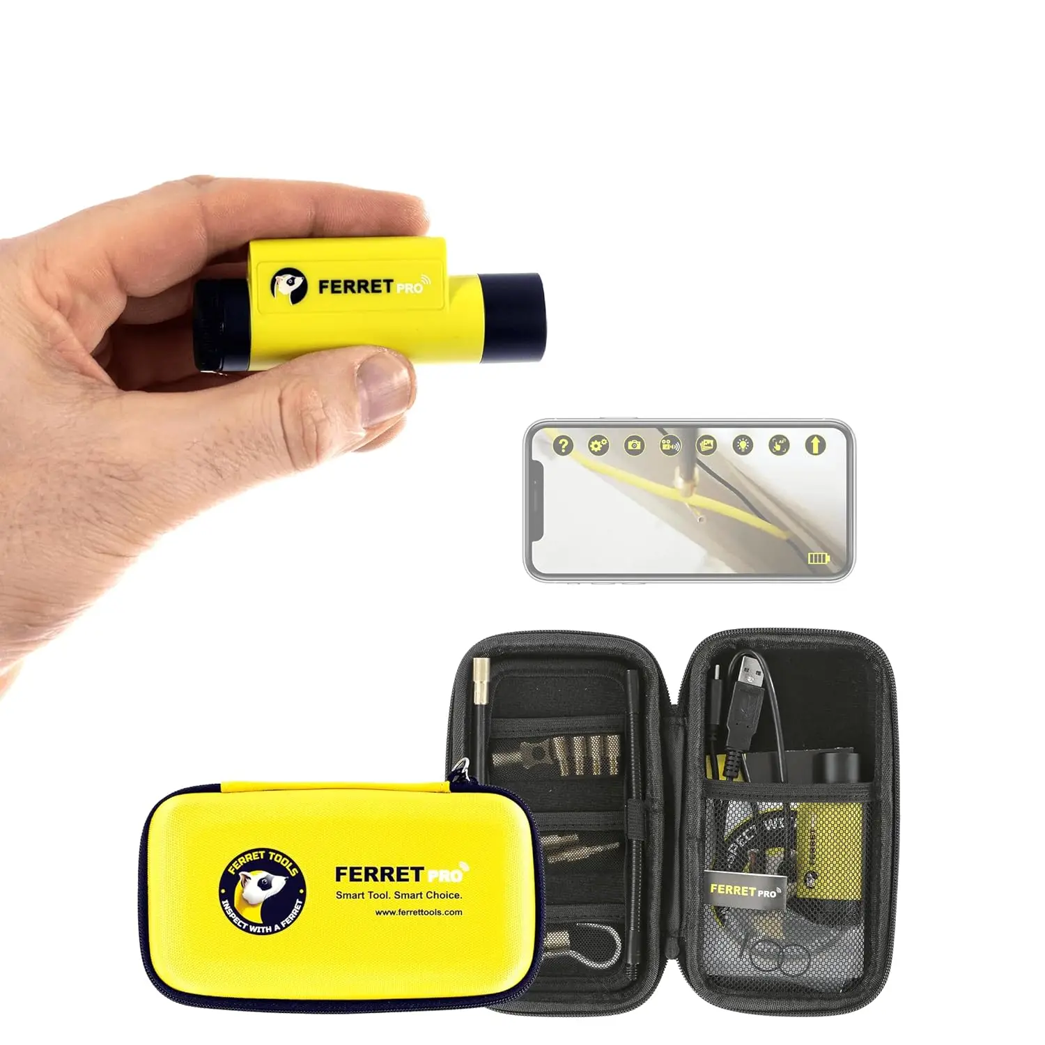 FERRET PRO – Multipurpose Wireless Inspection Camera & Cable Pulling Tool with App Controlled Variable Focus and Super-Fast Char
FERRET PRO – Multipurpose Wireless Inspection Camera & Cable Pulling Tool with App Controlled Variable Focus and Super-Fast Char