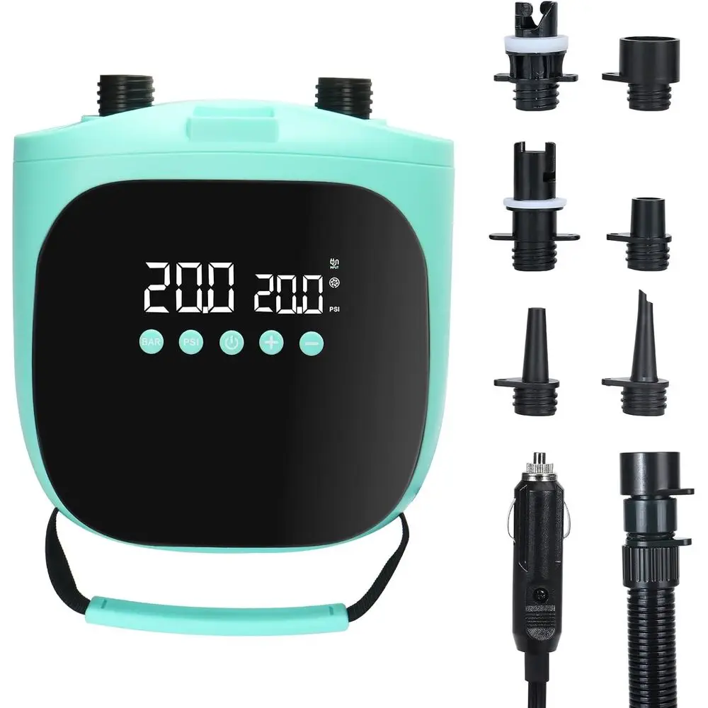 20 PSI Dual-Stage Electric SUP Pump for Paddle Boards, Kayaks, Tents, Boats, and Inflatables - Green
20 PSI Dual-Stage Electric SUP Pump for Paddle Boards, Kayaks, Tents, Boats, and Inflatables - Green