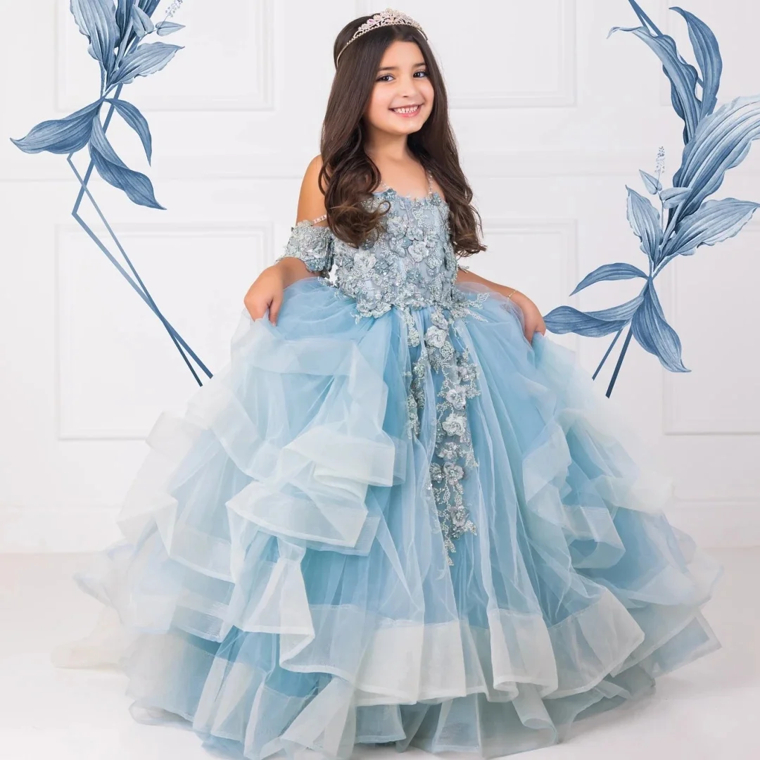 Customized Blue Flower Girl Dress For Wedding Appliques Tiered Floor Length Sequins Elegant Princess Birthday Banquet Prom Gown
Customized Blue Flower Girl Dress For Wedding Appliques Tiered Floor Length Sequins Elegant Princess Birthday Banquet Prom Gown