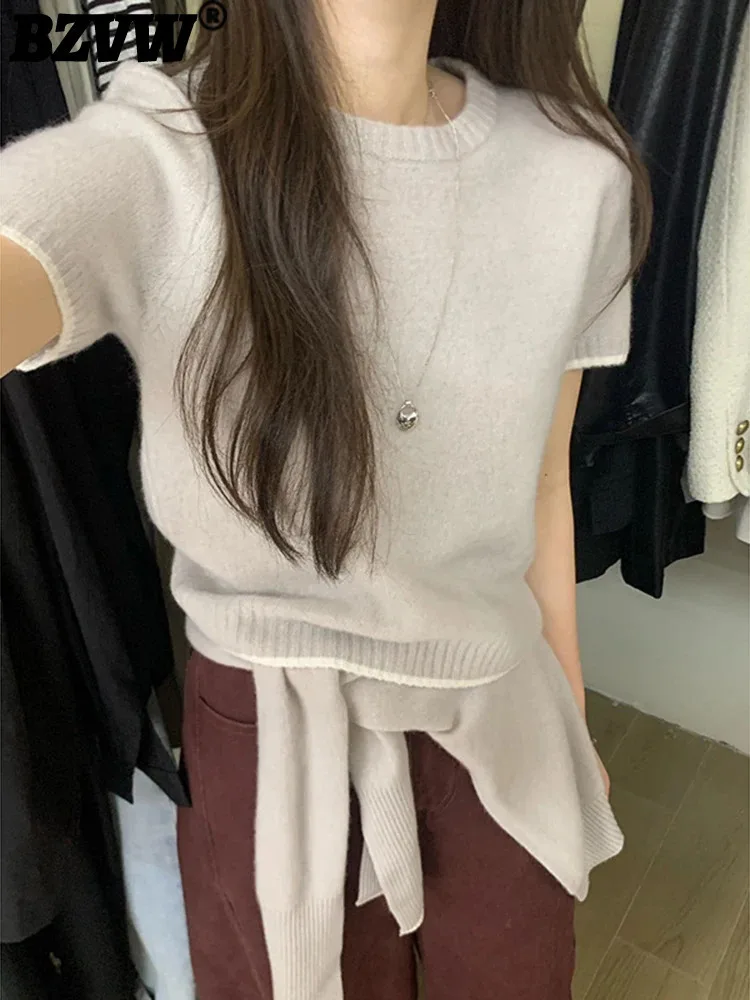 BZVW Women Fashion Wool Color Blocked Shawl Short Sleeved Knitted Sweater Two-piece Set 2024 Autumn New Clothing 25A8841
BZVW Women Fashion Wool Color Blocked Shawl Short Sleeved Knitted Sweater Two-piece Set 2024 Autumn New Clothing 25A8841