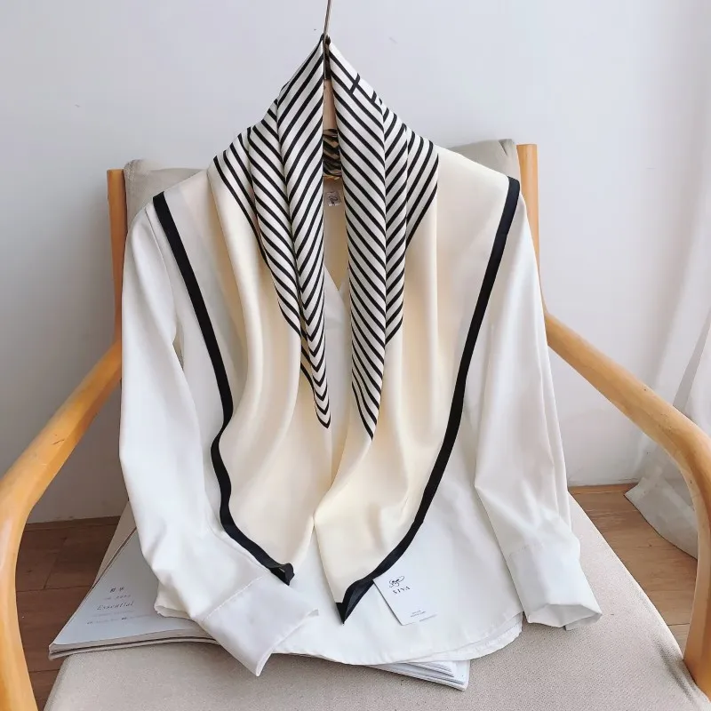 Women's Korean Style Minimalist Striped Twill Silk Large Square Scarf 90cm, Versatile Shawl & Headscarf
Women's Korean Style Minimalist Striped Twill Silk Large Square Scarf 90cm, Versatile Shawl & Headscarf