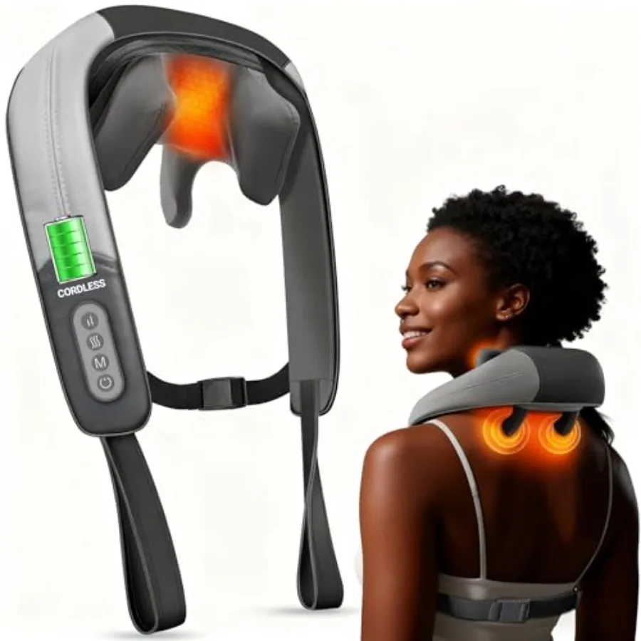 Cordless Neck and Shoulder Massager for Pain Relief with Heat - Shiatsu Deep Tissue Electric Rechargeable Back Massager in Blac
Cordless Neck and Shoulder Massager for Pain Relief with Heat - Shiatsu Deep Tissue Electric Rechargeable Back Massager in Blac