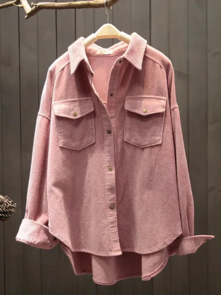 Женская вельветовая рубашка оверсайз, однобортная модная рубашка с отложным воротником, повседневная женская рубашка с длинными рукавами и карманами, новинка JJ133
Женская вельветовая рубашка оверсайз, однобортная модная рубашка с отложным воротником, повседневная женская рубашка с длинными рукавами и карманами, новинка JJ133