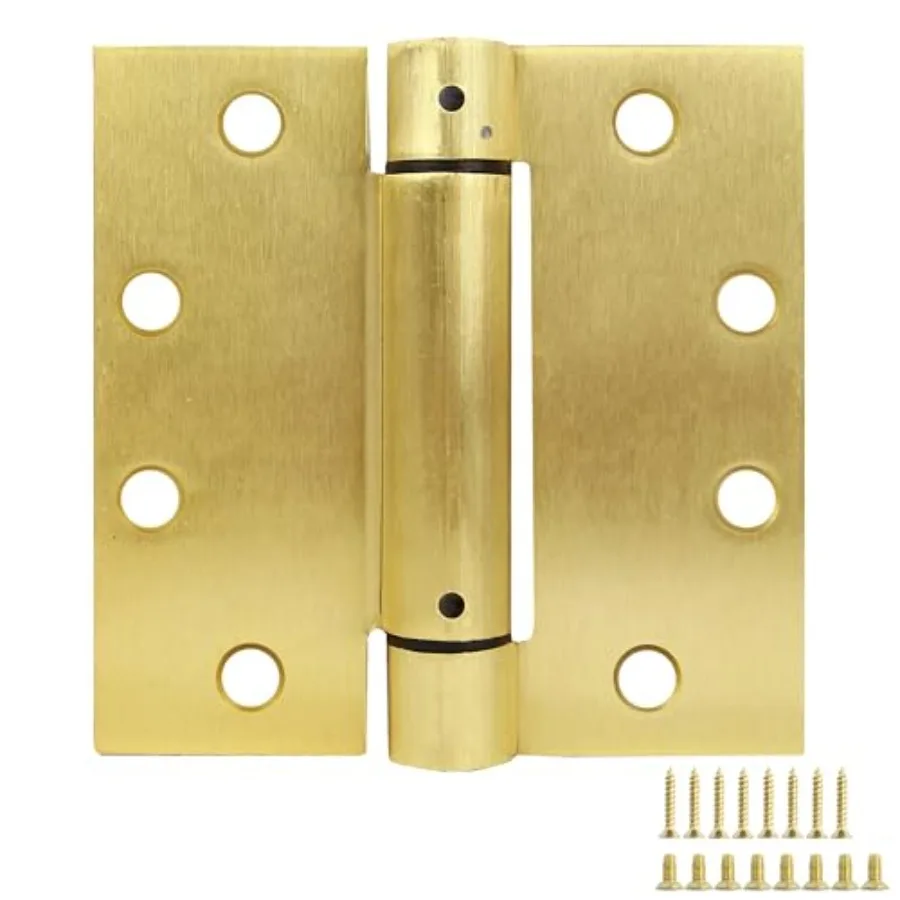Self Closing Interior/Exterior Door Hinges, 4.5 Inch x 4.5 Inch, Square in Satin Brass, 2-Pack,191338
Self Closing Interior/Exterior Door Hinges, 4.5 Inch x 4.5 Inch, Square in Satin Brass, 2-Pack,191338