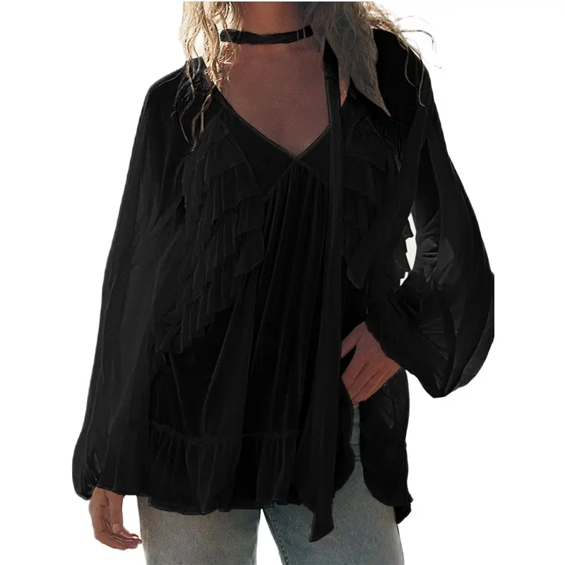 Women Boho Flowy Sheer Blouse Y2k Lace Trim Ruffled Long Sleeve Shirts Front Tie Oversized Tops Black L-A74P
Women Boho Flowy Sheer Blouse Y2k Lace Trim Ruffled Long Sleeve Shirts Front Tie Oversized Tops Black L-A74P