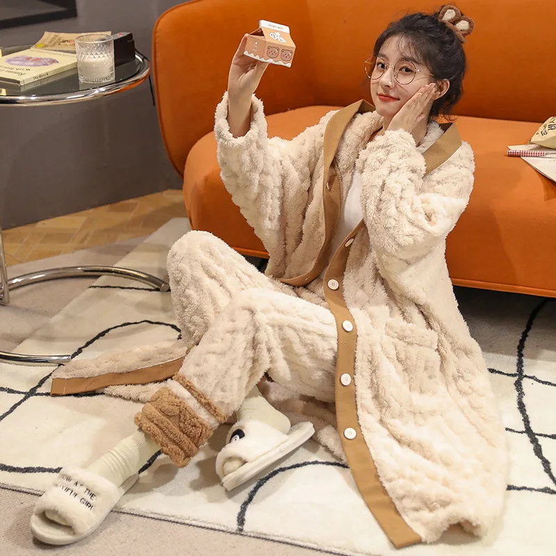 Coral Flannel Winter Hooded Pyjamas Long Sleeves Sleep Suit Pajamas Sets Shirt Pant Homewear Loose Casual Loungewear 2Pcs
Coral Flannel Winter Hooded Pyjamas Long Sleeves Sleep Suit Pajamas Sets Shirt Pant Homewear Loose Casual Loungewear 2Pcs