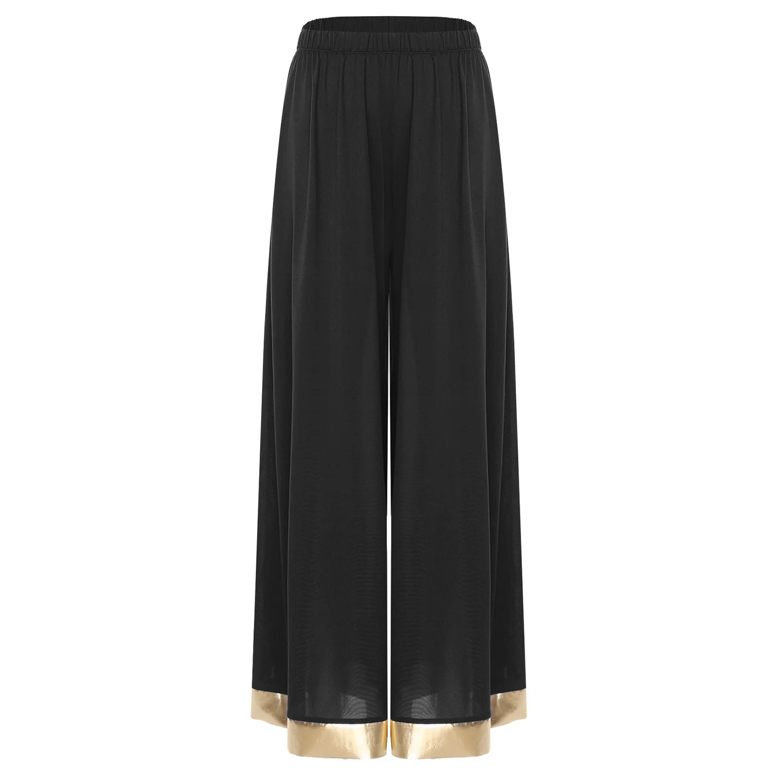 Womens Lyrical Modern Dance Pants Elastic Waist Metallic Shiny Trim Wide Leg Pants Loose Trousers for Latin Dance Performance
Womens Lyrical Modern Dance Pants Elastic Waist Metallic Shiny Trim Wide Leg Pants Loose Trousers for Latin Dance Performance