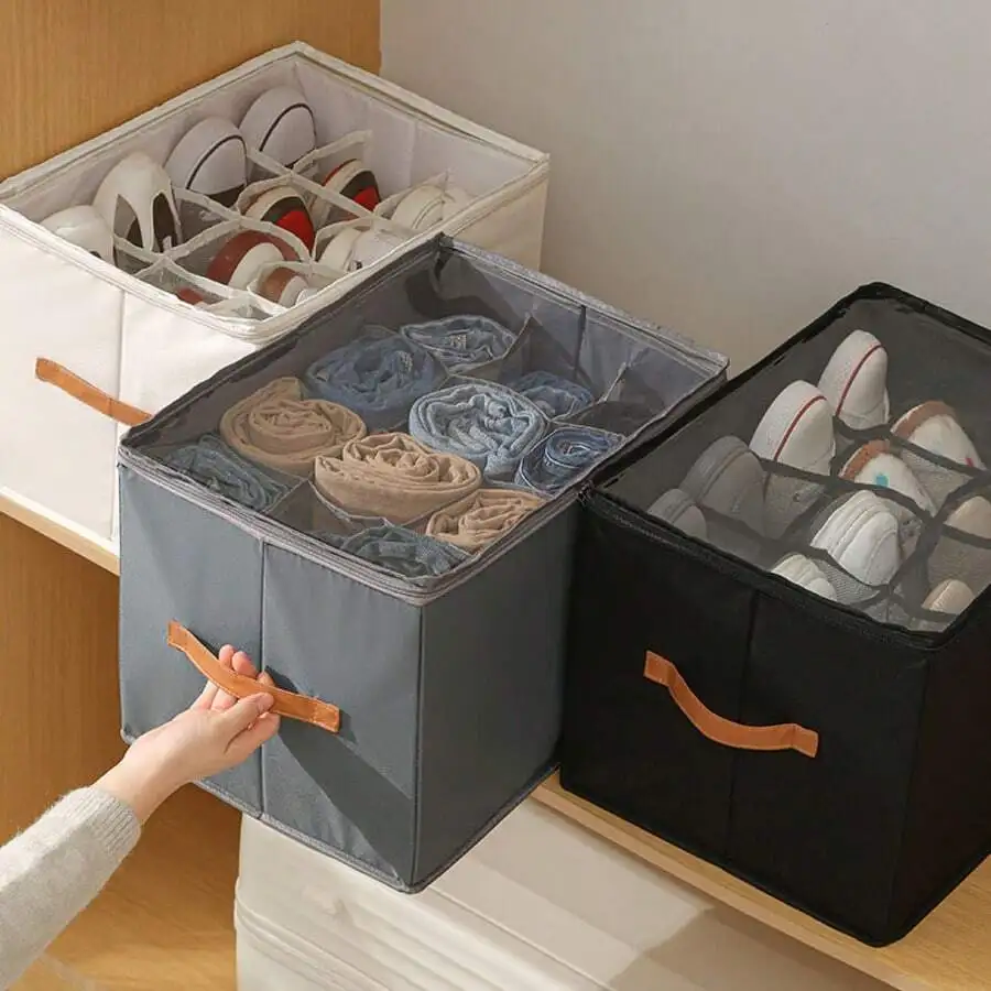 Foldable Fabric Shoe Organizer With Clear Cover Adjustable Dividers For Closet Storage
Foldable Fabric Shoe Organizer With Clear Cover Adjustable Dividers For Closet Storage