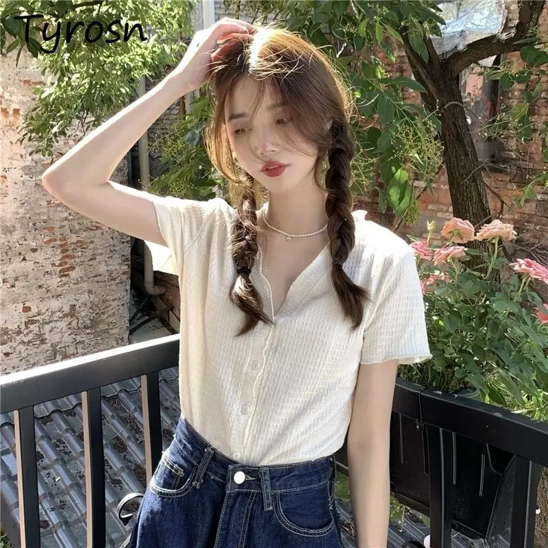 Shirts for Women V-neck Skin-friendly Casual Office Lady Pure Summer Breathable Button Sweet Girls Thin All-match Korean Style
Shirts for Women V-neck Skin-friendly Casual Office Lady Pure Summer Breathable Button Sweet Girls Thin All-match Korean Style