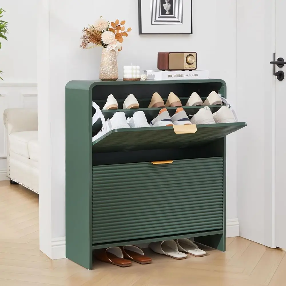 Green 29.5 Narrow Curved Shoe Storage Cabinet with 2 Doors for Entryway and Hallway
Green 29.5 Narrow Curved Shoe Storage Cabinet with 2 Doors for Entryway and Hallway