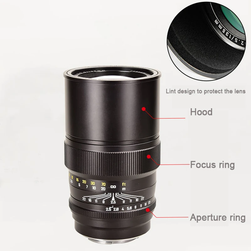 Оптический объектив Zhongyi 135mm F2.5 Full Frame с ручной фокусировкой для камер Canon RF, EF, Nikon Z, F, Sony E, Fuji X, GFX, Pentax K, Hasselblad L Mount
Оптический объектив Zhongyi 135mm F2.5 Full Frame с ручной фокусировкой для камер Canon RF, EF, Nikon Z, F, Sony E, Fuji X, GFX, Pentax K, Hasselblad L Mount
