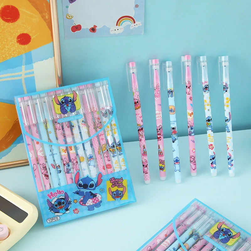 Disney 12pcs Erasable Gel Pen Cartoon Set Stitch Capibala Kuromi 0.5mm Black Erasable Pen Students Learn Writing Instrument 
Disney 12pcs Erasable Gel Pen Cartoon Set Stitch Capibala Kuromi 0.5mm Black Erasable Pen Students Learn Writing Instrument