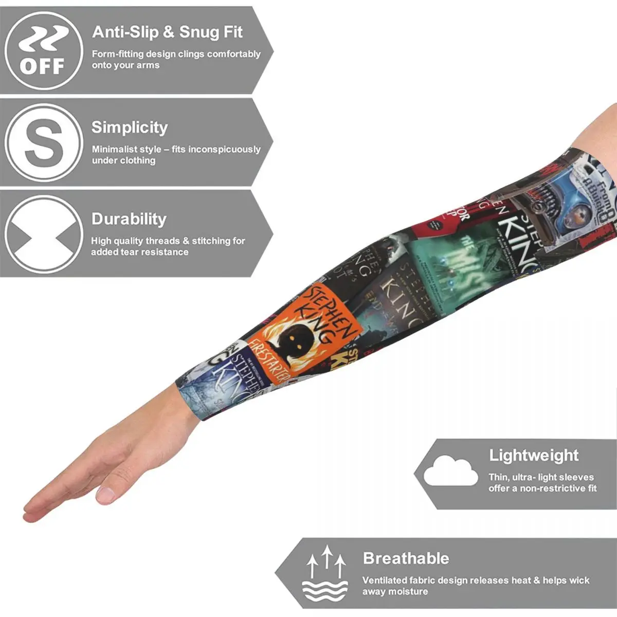 Обложки для книг Стивен Кинг, книжный червь ужасов, нарукавники для улицы, защита от солнца и ультрафиолета, летние велосипедные татуировки, рукава
Обложки для книг Стивен Кинг, книжный червь ужасов, нарукавники для улицы, защита от солнца и ультрафиолета, летние велосипедные татуировки, рукава