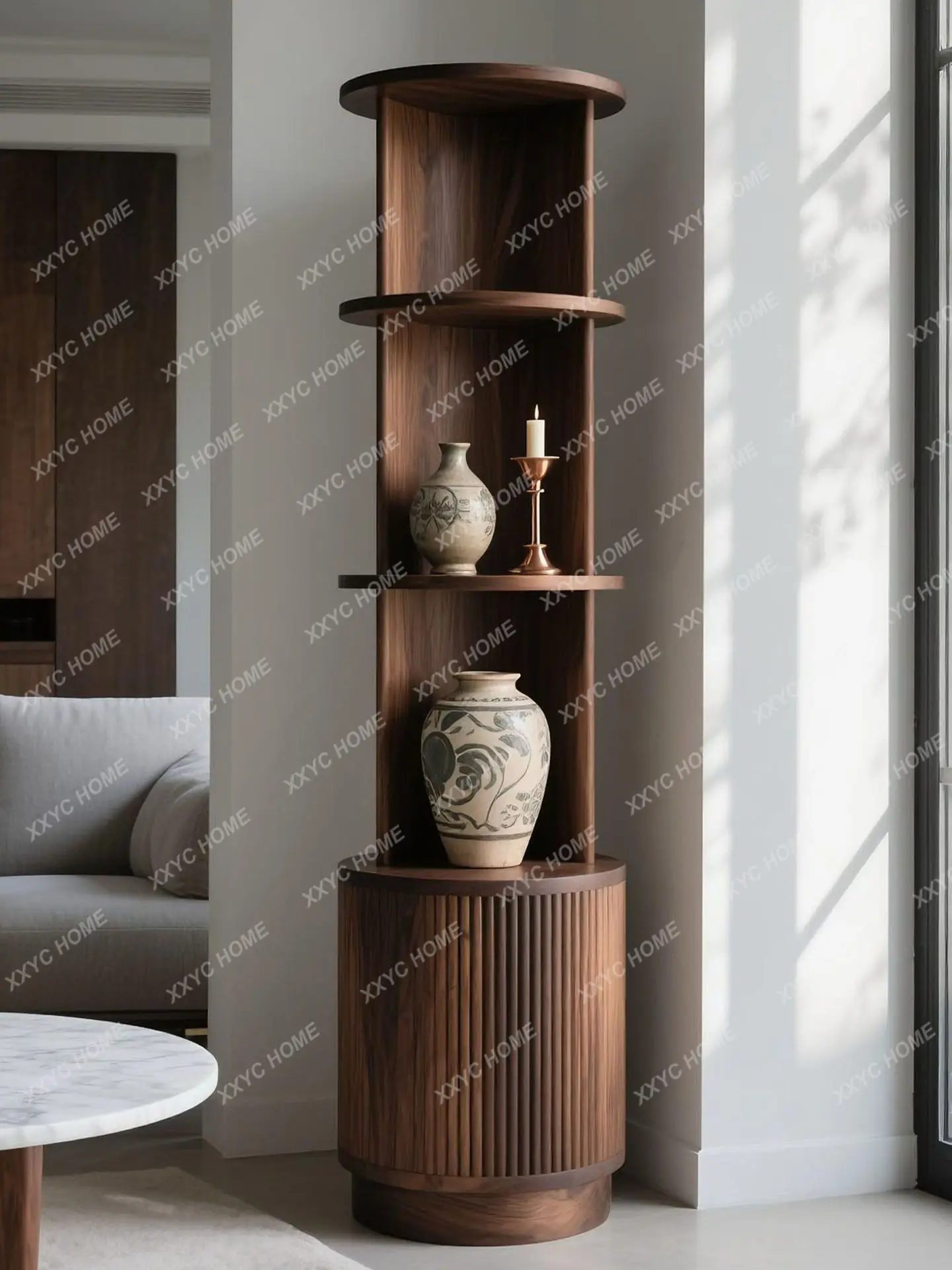 Round bookshelf Modern simple light luxury solid wood shelf Living room storage display cabinet
Round bookshelf Modern simple light luxury solid wood shelf Living room storage display cabinet