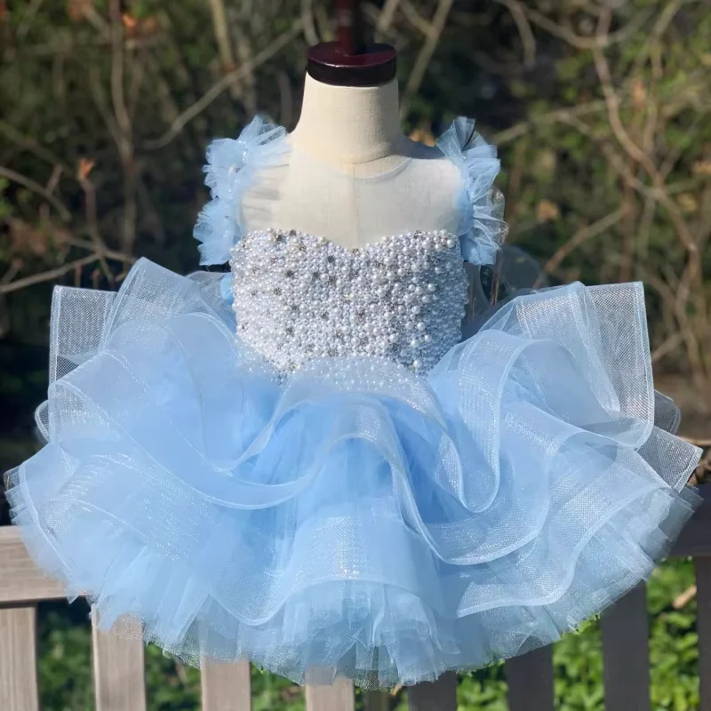 Customized Flower Girl Dress Blue Tulle Puffy Tiered Pearls With Bow Sleeveless For Wedding Birthday Party Banquet Princess Gown
Customized Flower Girl Dress Blue Tulle Puffy Tiered Pearls With Bow Sleeveless For Wedding Birthday Party Banquet Princess Gown