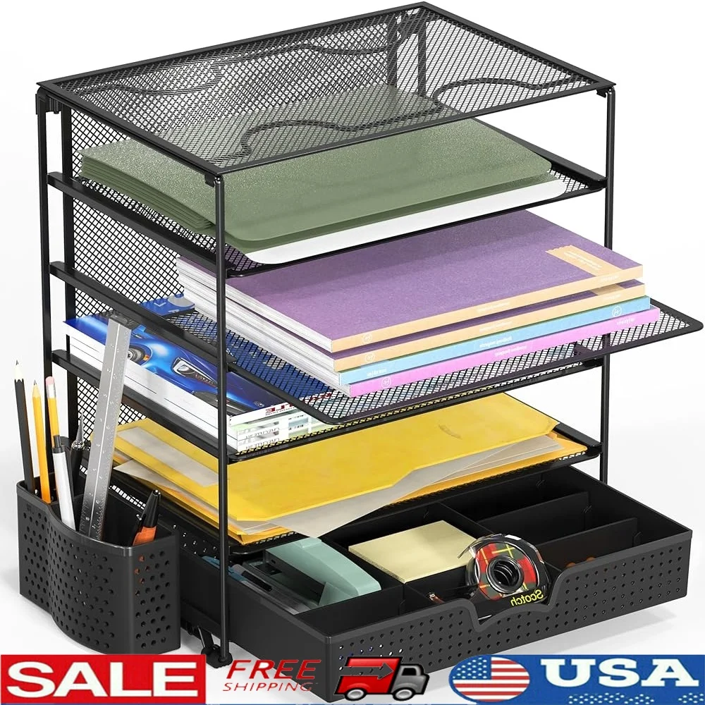 5-Tier Document File Organizer with Sliding Drawer Adjustable Dividers Pen Bucket Office Supplies Desk Accessories Storage
5-Tier Document File Organizer with Sliding Drawer Adjustable Dividers Pen Bucket Office Supplies Desk Accessories Storage