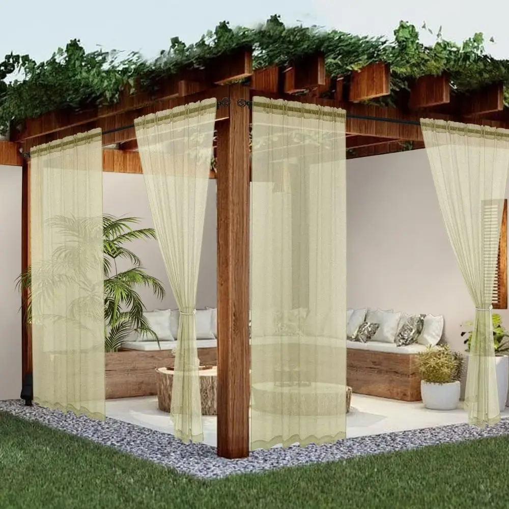 Sheer Outdoor Curtains for Patio Waterproof 4 Panels Linen Look Rod Pocket Indoor Sage Green Voile Curtain for Living Room, Bed
Sheer Outdoor Curtains for Patio Waterproof 4 Panels Linen Look Rod Pocket Indoor Sage Green Voile Curtain for Living Room, Bed