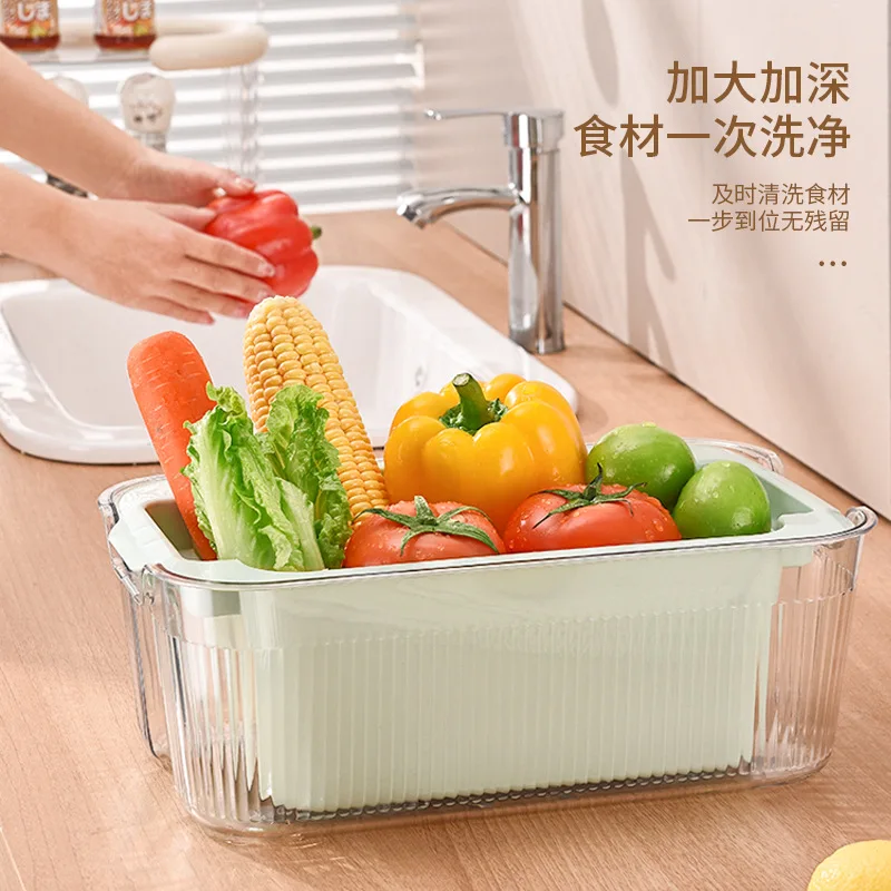 Double drain basket washing vegetables blue washing basin household kitchen multi-functional large capacity plastic basket
Double drain basket washing vegetables blue washing basin household kitchen multi-functional large capacity plastic basket