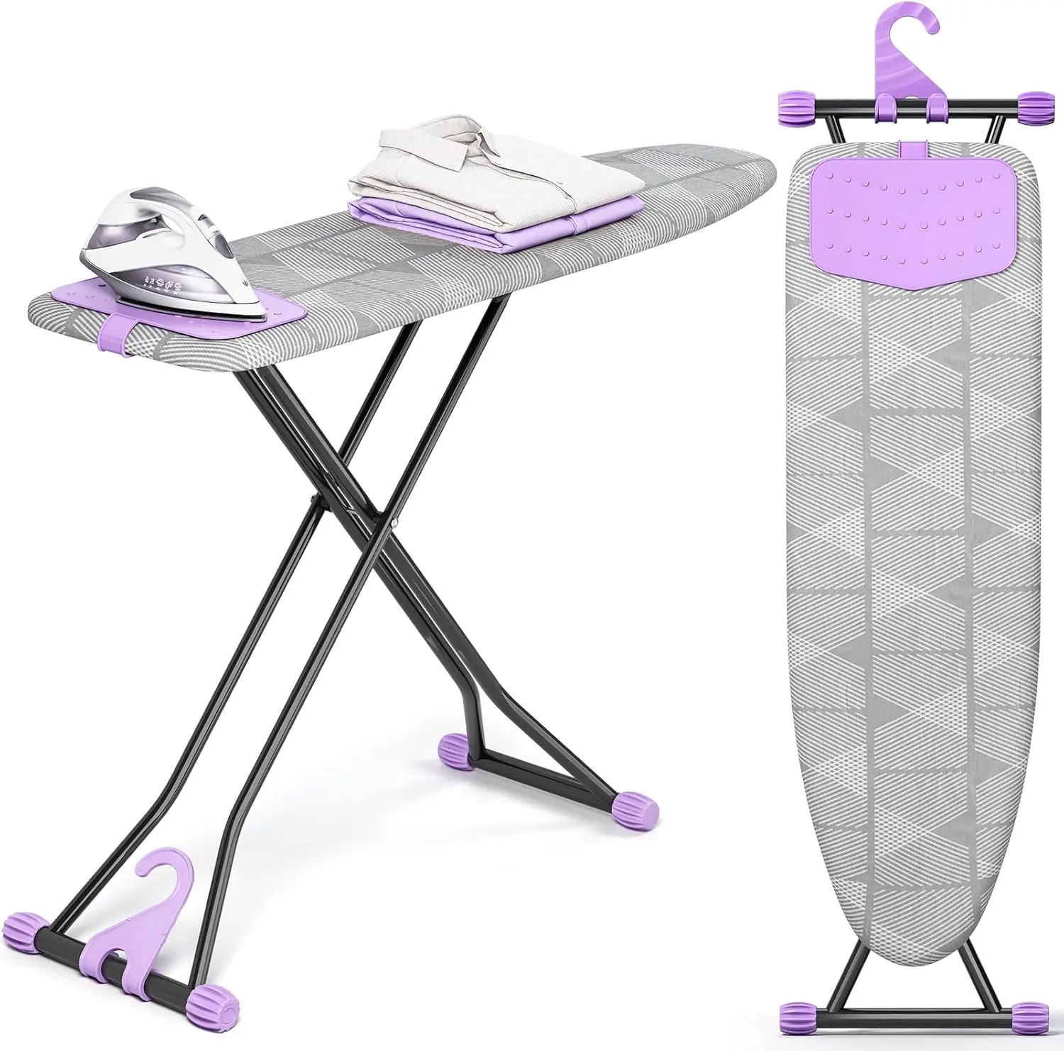 Compact Foldable Ironing Board with Heat-Resistant Cover, Adjustable Height, Wall Mount Hanger, Grey
Compact Foldable Ironing Board with Heat-Resistant Cover, Adjustable Height, Wall Mount Hanger, Grey