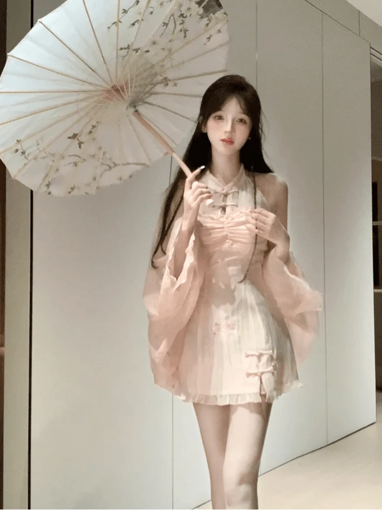 Sweet Waist-Cinching Chinese Style Short Dress Set with Button Detail Casual High Waist A-Line Skirt for plus Size Women
Sweet Waist-Cinching Chinese Style Short Dress Set with Button Detail Casual High Waist A-Line Skirt for plus Size Women