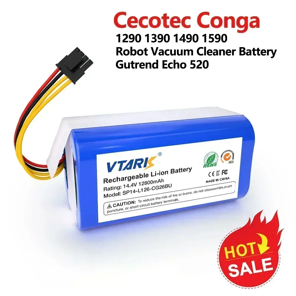 Optimized 14.4V 12800mAh 18650 Li-ion Battery for Cecotec Conga Series 1290-1590, Genio Deluxe 370 & Gutrend Echo 520 Vacs
Optimized 14.4V 12800mAh 18650 Li-ion Battery for Cecotec Conga Series 1290-1590, Genio Deluxe 370 & Gutrend Echo 520 Vacs
