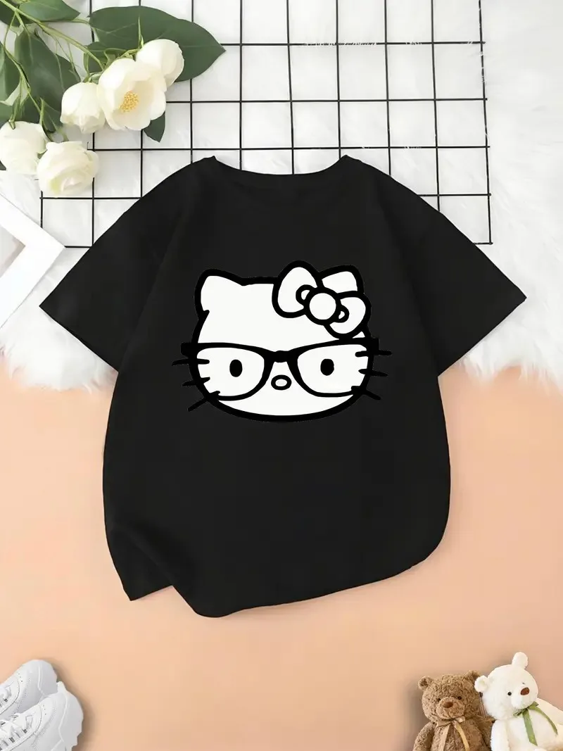 Hello Kitty Glasses Print Cotton T Shirt Cute Cartoon Character with Bow Trendy Printed Brand Pure Cotton Short Sleeve Unisex
Hello Kitty Glasses Print Cotton T Shirt Cute Cartoon Character with Bow Trendy Printed Brand Pure Cotton Short Sleeve Unisex