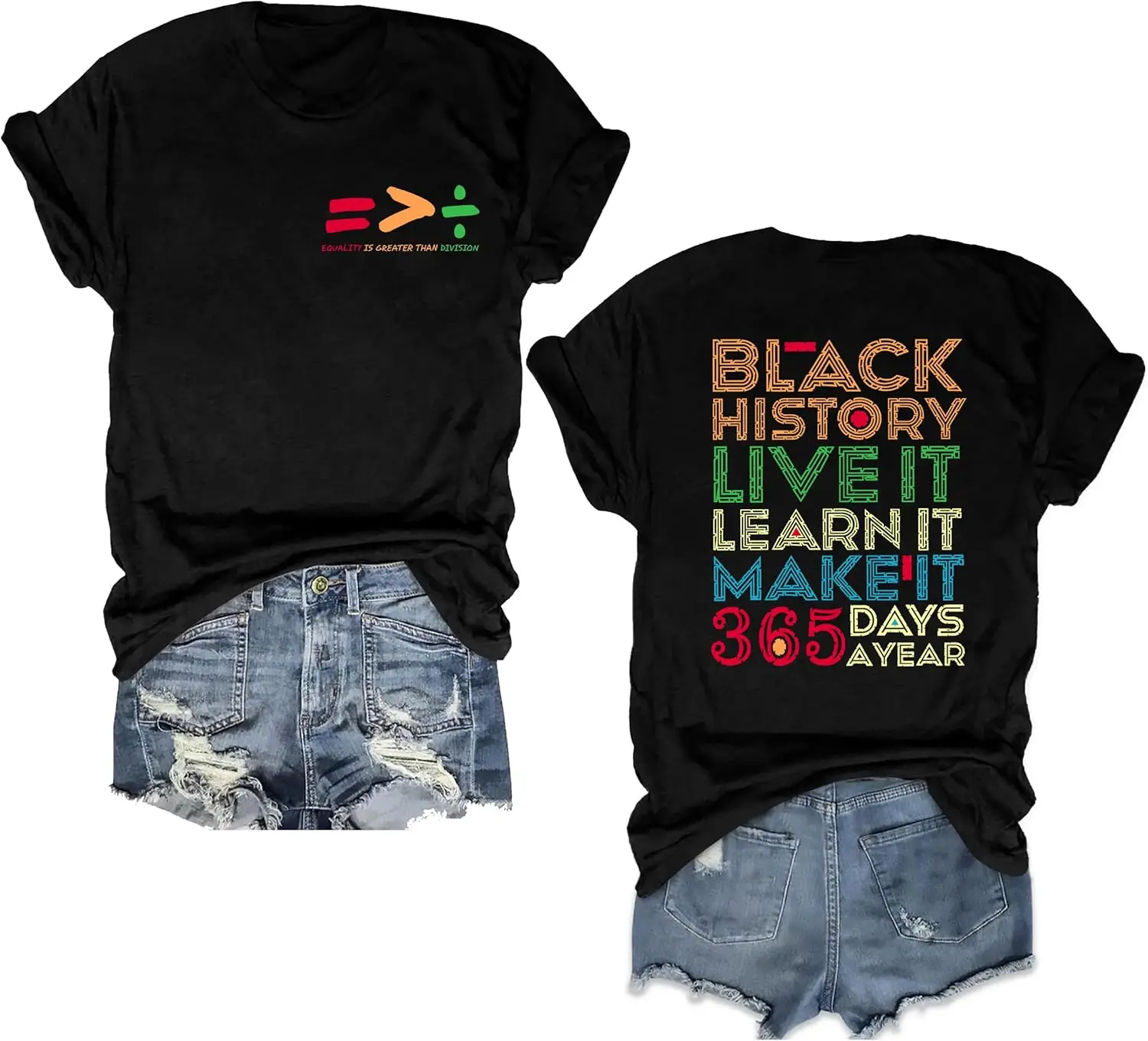 "Equality Is Greater Than Division Black History 365 Days" Double Sided T-Shirt Men Women Fashion Juneteenth Freedom 1865 Tshirt
"Equality Is Greater Than Division Black History 365 Days" Double Sided T-Shirt Men Women Fashion Juneteenth Freedom 1865 Tshirt