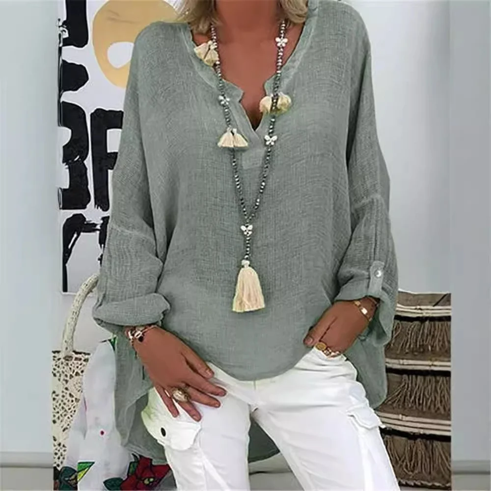 New Pure Color Long Sleeve Shirt Women's Slim Fit Shirt Linen Material Country Style Spring Season Fashion Ladies' Tops
New Pure Color Long Sleeve Shirt Women's Slim Fit Shirt Linen Material Country Style Spring Season Fashion Ladies' Tops
