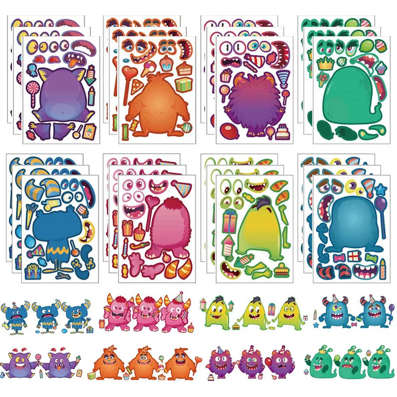 Kids DIY Make A Face Stickers Make Your Own Monster Cartoon Puzzle Stickers Party Decoration Decal Children Toddlers Craft Toys
Kids DIY Make A Face Stickers Make Your Own Monster Cartoon Puzzle Stickers Party Decoration Decal Children Toddlers Craft Toys