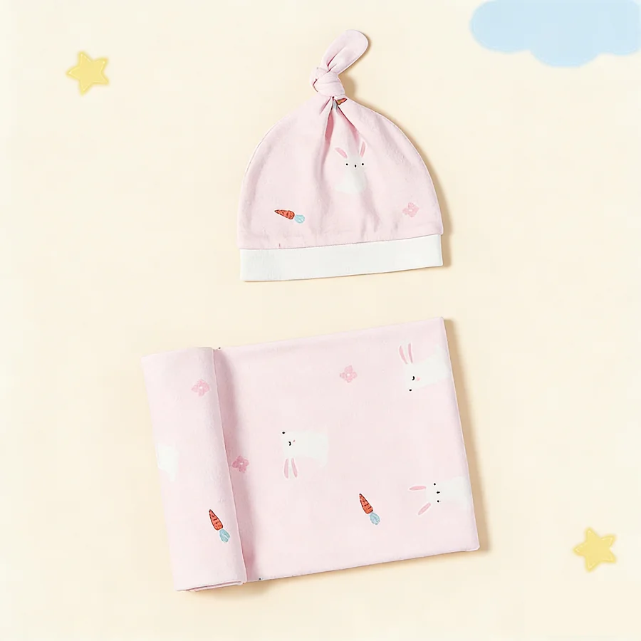 1pc Baby Rabbit Print Swaddling Blanket & 1pc Hat
1pc Baby Rabbit Print Swaddling Blanket & 1pc Hat