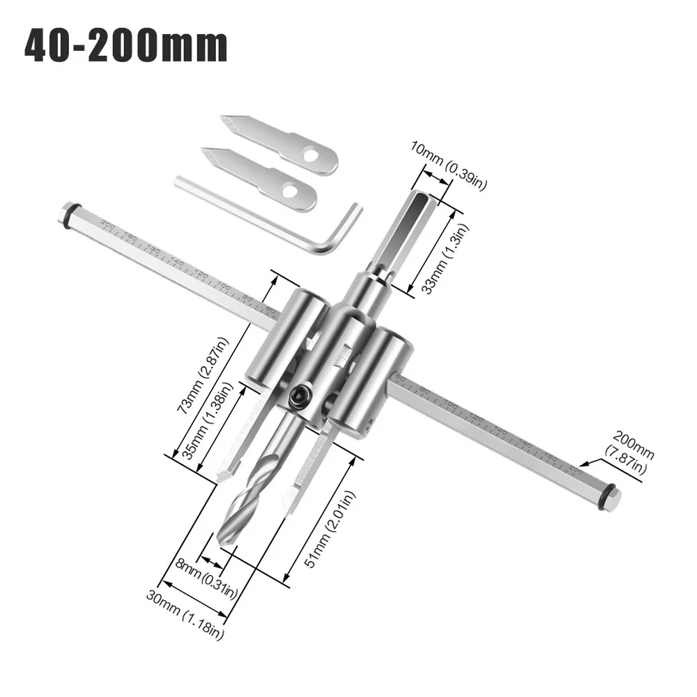 40-200/300 Adjustable Hole Opener Airplane Shape Adjustable Circle Hole Cutter Wood DIY Tool Aircraft Type Drill Bit
40-200/300 Adjustable Hole Opener Airplane Shape Adjustable Circle Hole Cutter Wood DIY Tool Aircraft Type Drill Bit